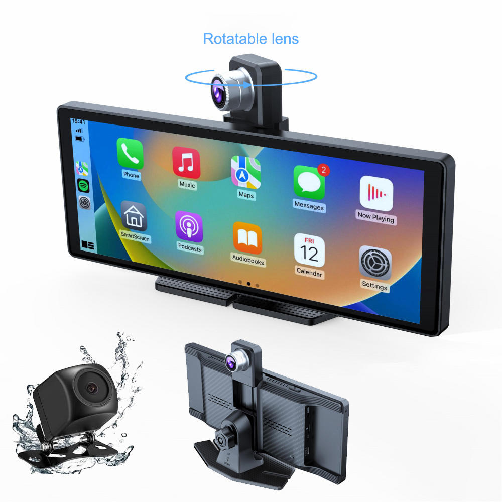 Bepocam 10.26' Wireless Car Stereo with Apple CarPlay/Android Auto, Portable Touch Screen Car Radio Multimedia Player with Bluetooth, Backup Camera, Navigation, Mirror Link for All Vehicles